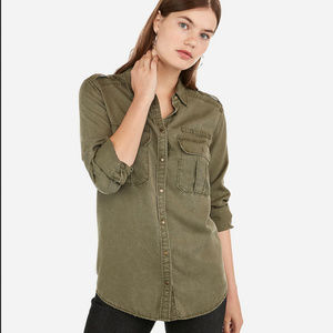 Express Army Green Boyfriend Shirt Size L